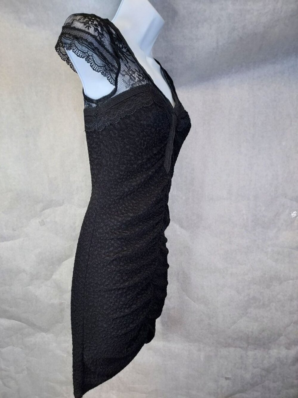 Free People Lace Envy Bodycon Dress Women’s XS Black Stretch Mini Club Festival - Picture 6 of 14